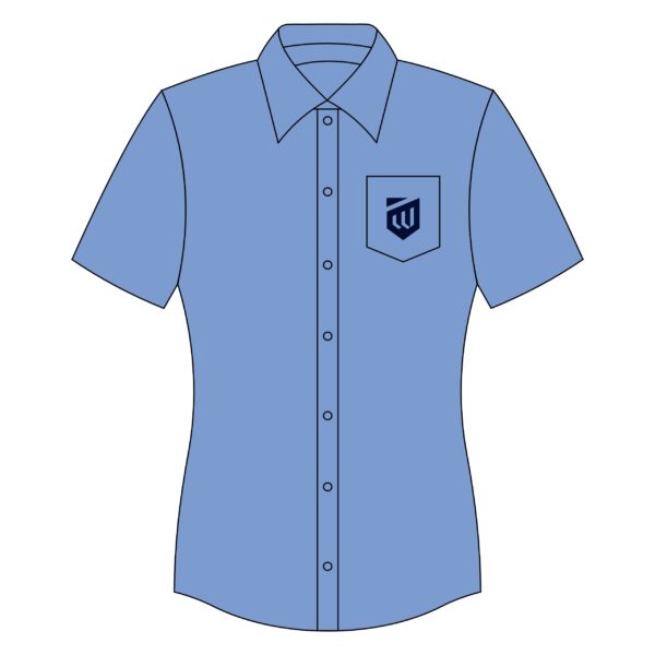Girls Short Sleeve Button-Up Blouse